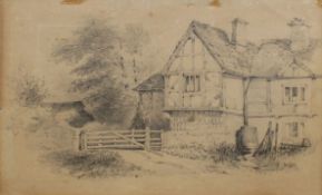 Follower of John Sell Cotman (19th century), Figures under a tree, pencil drawing, 37 x 28cm,