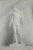 James Stark (1794-1859), Study of a nude male, pencil drawing on grey paper, signed lower right