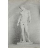 James Stark (1794-1859), Study of a nude male, pencil drawing on grey paper, signed lower right