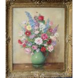 AR Harold Todd (1894-1977), Still Life study of mixed flowers in a jug, oil on canvas, signed