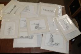 Martin Creasey (20th century), Landscape studies, group of ten pencil drawings, one signed, assorted