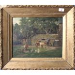 John Crane (19th/20th century), "Farmyard, Cockesand Abbey", oil on canvas, signed lower right, 30 x