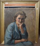 Kynaston Newbery (20th century), Portrait of a lady, oil on canvas, signed lower right, 62 x 50cm