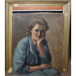 Kynaston Newbery (20th century), Portrait of a lady, oil on canvas, signed lower right, 62 x 50cm