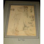 Henry Bright (1810-1873), Boat Studies and Farm Buildings, group of four pencil drawing, two signed,