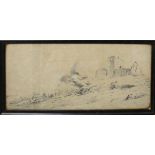 Henry Baines (1823-1894), "On the west bank of the Ouse, near St Germans", pencil drawing, inscribed