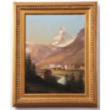 Continental School (19th century), "Zermatt, The Materhorn", oil on panel, inscribed verso, 32 x