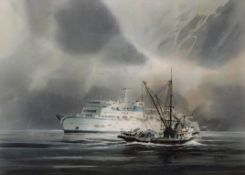 •AR HARRY HEINE, FCA, RSMA (1928-2004) "Salmon Seiner and Queen of Prince Rupert FitzHugh Sound,