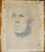 Nicholson (20th century), Head and shoulders portrait of a man, charcoal drawing, signed and