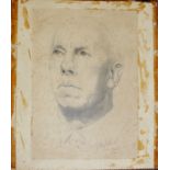 Nicholson (20th century), Head and shoulders portrait of a man, charcoal drawing, signed and