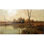 Percy Lionel (19th/20th century), Broadland view, oil on canvas, signed and dated 1890 lower left,