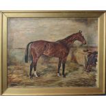 William Wasdell Trickett (19th/20th century), "Soldier Boy (horse in a stable)", oil on canvas,