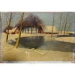 Continental school (19th/20th century), Winter landscape, oil on canvas, indistinctly signed lower