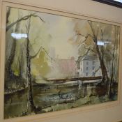 John Farquharson (20th century) Norfolk Mill, watercolour, signed and dated 86 lower right, 28 x