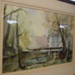John Farquharson (20th century) Norfolk Mill, watercolour, signed and dated 86 lower right, 28 x