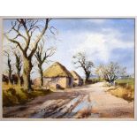 Leslie L Hardy Moore, RI (1907-1997) "Norfolk Barns, Ranworth", watercolour, signed lower left, 27 x