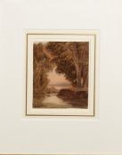 English School (19th Century), River scene, watercolour, indistinctly signed lower left, 12 x 11cm