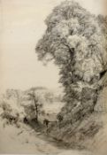 Hubert Williams (1905-1989), Landscape, charcoal drawing, signed lower right, 45 x 32cm