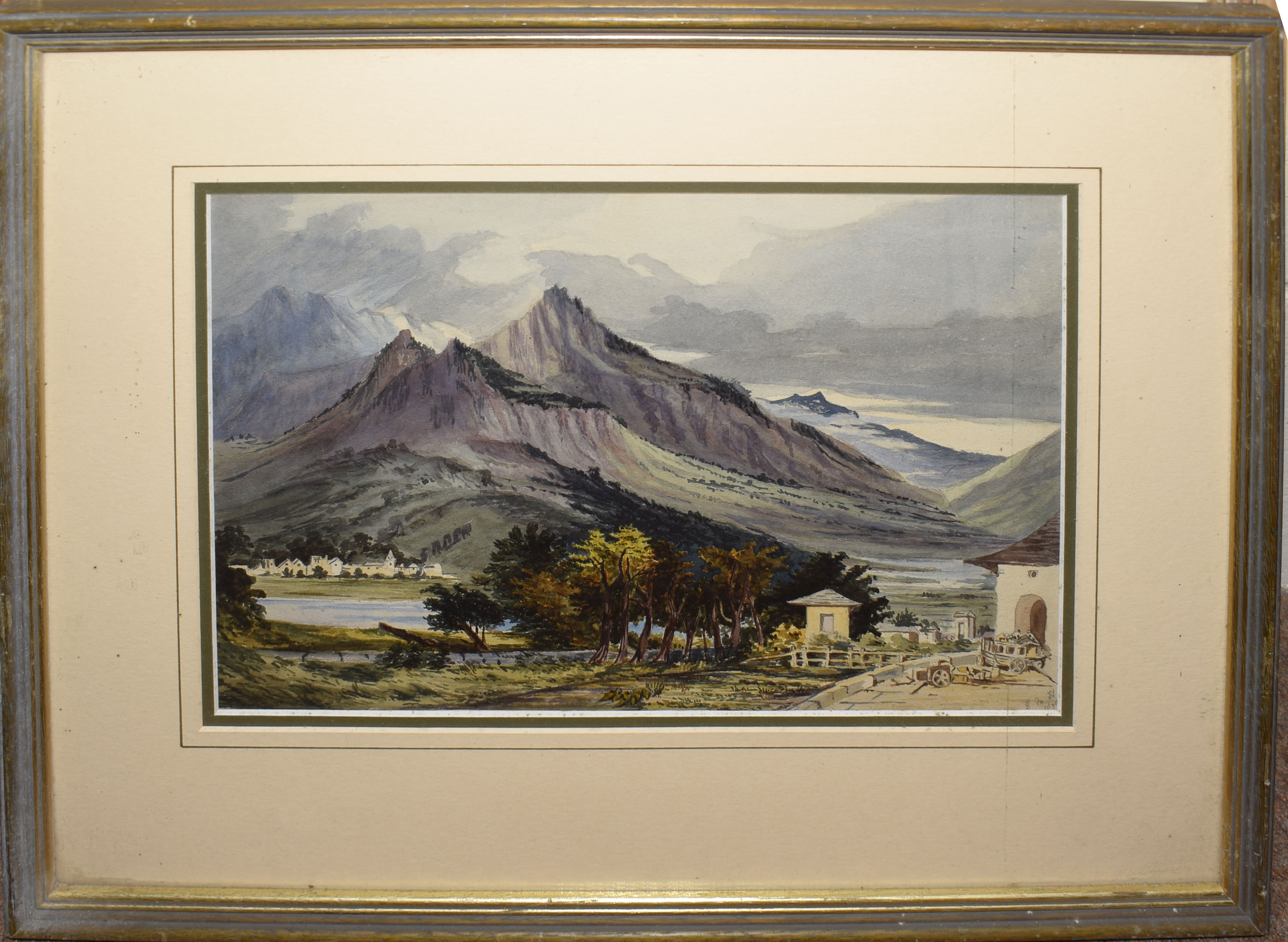 E M H (19TH CENTURY), Mountain landscape, watercolour, initialled and dated 1870 lower right, - Image 2 of 5