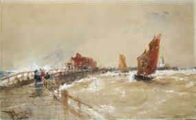 Thomas Bush Hardy, RBA (1842-1897), Shipping off a harbour, watercolour, signed and dated 1876 lower