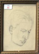 Circle of Augustus John, Head study, pencil drawing, bears signature lower left, 22 x 16cm