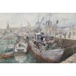 •AR WILLIAM CARTLEDGE, RI, FRSA, RSMA (1891-1976) "Trawlers in the Canada Basin, Dieppe"