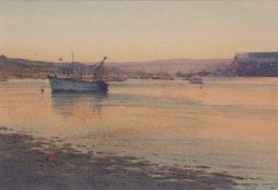 •AR COLIN ALLBROOK, RSMA, RI (born 1954) "Evening - Quiet (Instow)" watercolour, signed lower