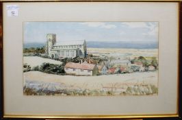 Ivy E Smith (20th century), "Salthouse Church", watercolour, signed lower right, 28 x 49cm