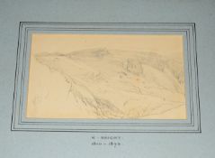 Henry Bright (1810-1873), Landcsape Studies, two pencil drawings, both monogrammed lower left, 16