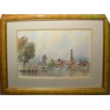 GERALDINE WILLIAMSON (1896-1972), "Skyline from the River, Melbourne", watercolour, 17 x 24cm,