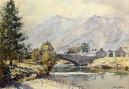 John Ernest Aitken, RSW, ARWA (1881-1957), "Grange, Borrowdale", watercolour, signed lower right, 24