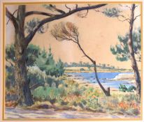 Harry M**** (19th/20th Century), River View, watercolour, signed lower right, 36 x 44cm