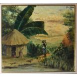 Circle of Irma Stern (20th century), Inscribed verso Village Congo, oil on canvas, bears signature
