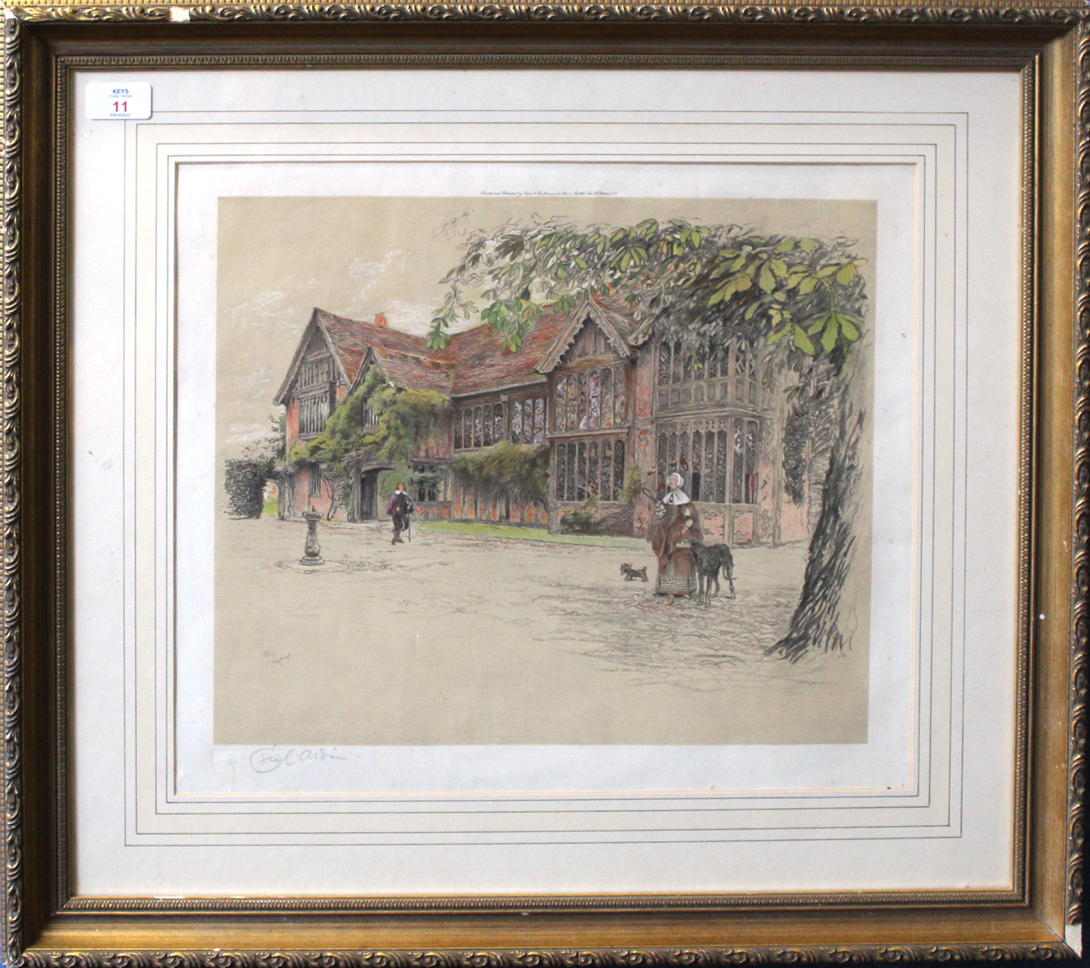 Cecil Aldin (1870-1935), "Ockwells Manor", artist's coloured proof with publisher's blind stamp,