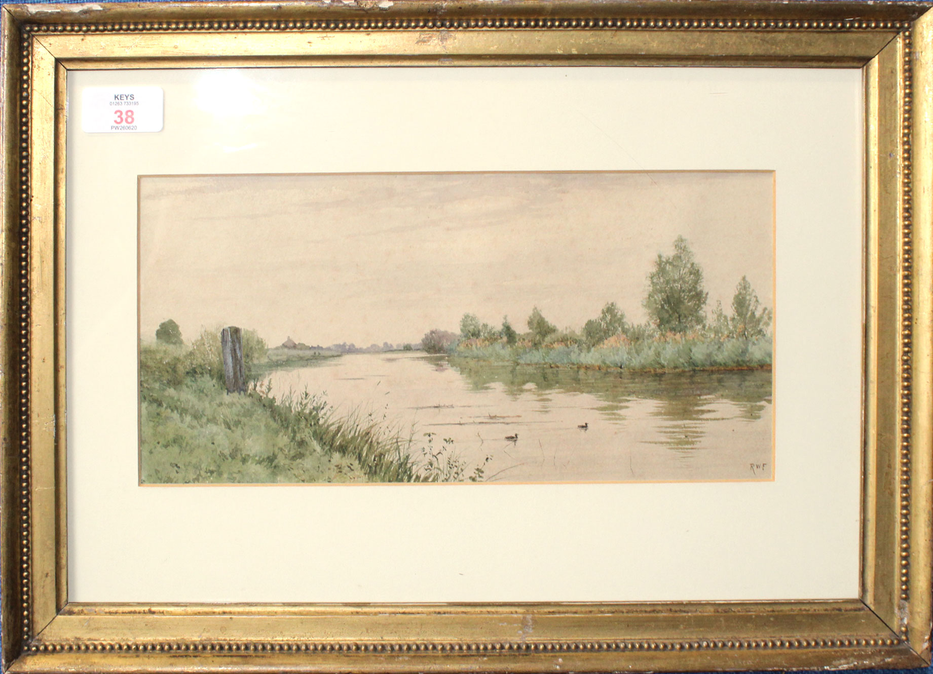 Robert Winter Fraser (19th/20th century), Fenland landscape, watercolour, initialled lower right, 14