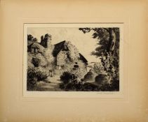 Joseph Kirkpatrick (1872-1936), "An Old English Garden", black and white etching, signed in pencil