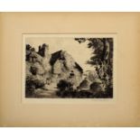 Joseph Kirkpatrick (1872-1936), "An Old English Garden", black and white etching, signed in pencil
