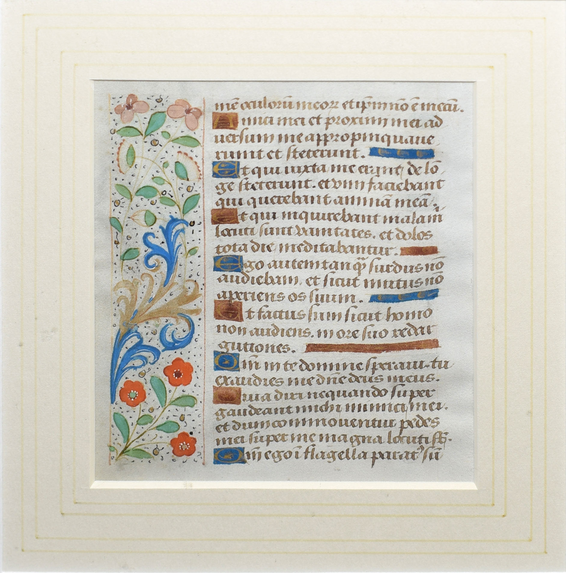 Fine illuminated manuscript page on vellum, from a 15th century Book of Hours, elaborate panel - Image 5 of 15