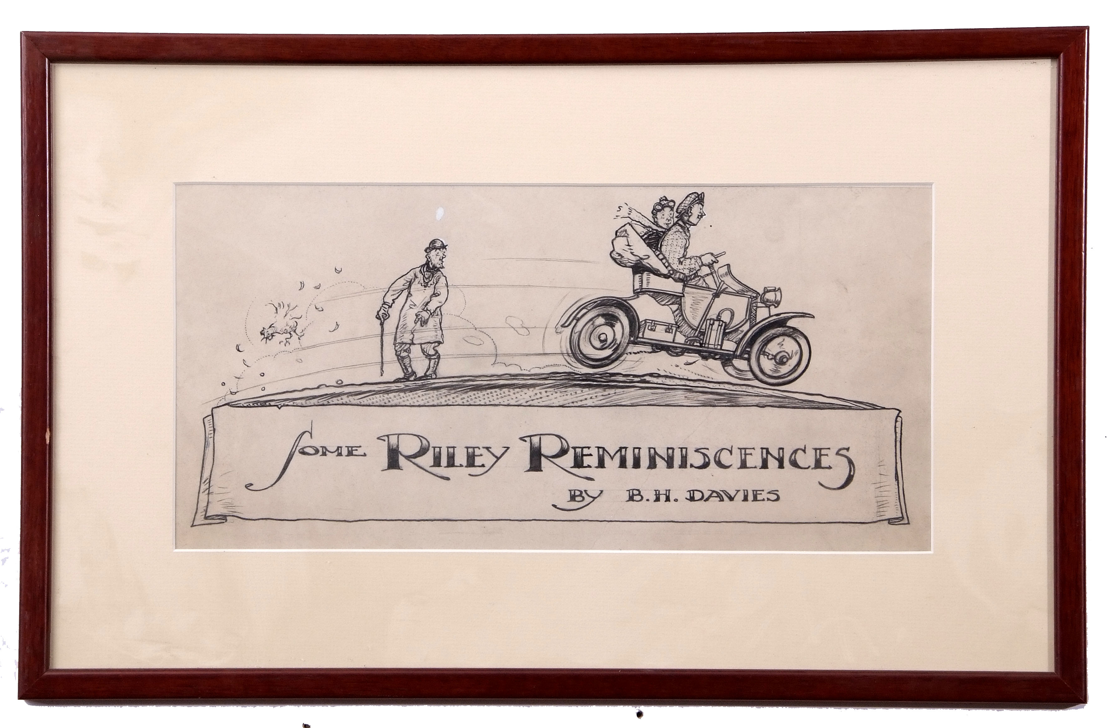 •AR Frederick Gordon Crosby (1885-1943) , "Some Riley Reminiscences", pen and ink design for
