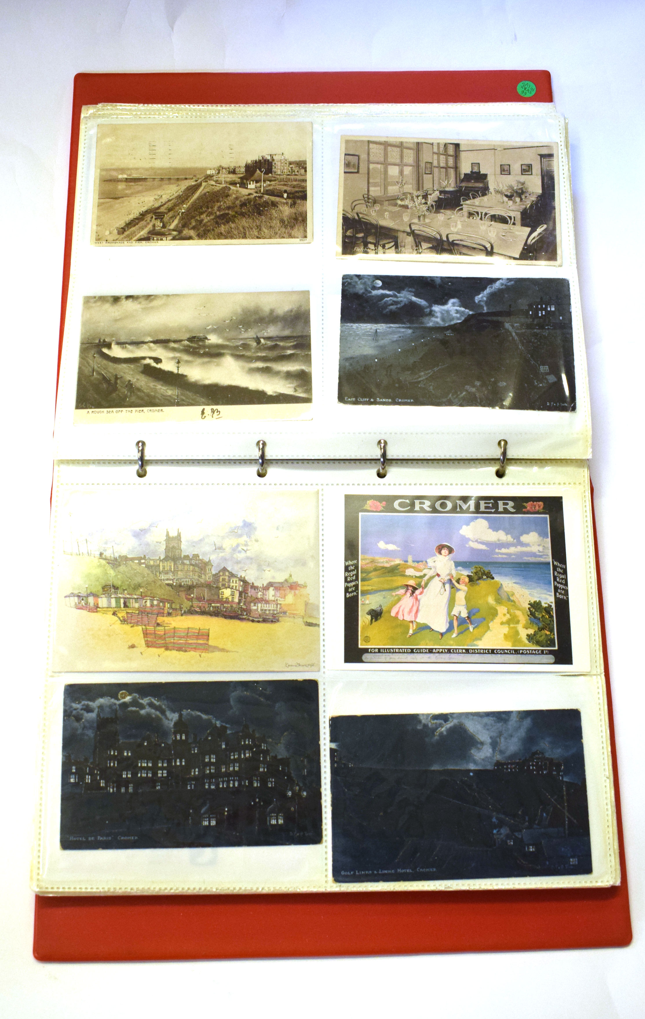 Postcard album with quantity of coloured and photographic cards, mainly of Norfolk, mostly Cromer ( - Image 2 of 2