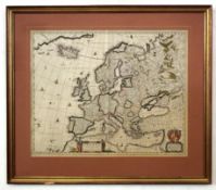 Niolaum Visscher, engraved hand coloured map "Europa delineata et Recens Edita", 44 x 54cm