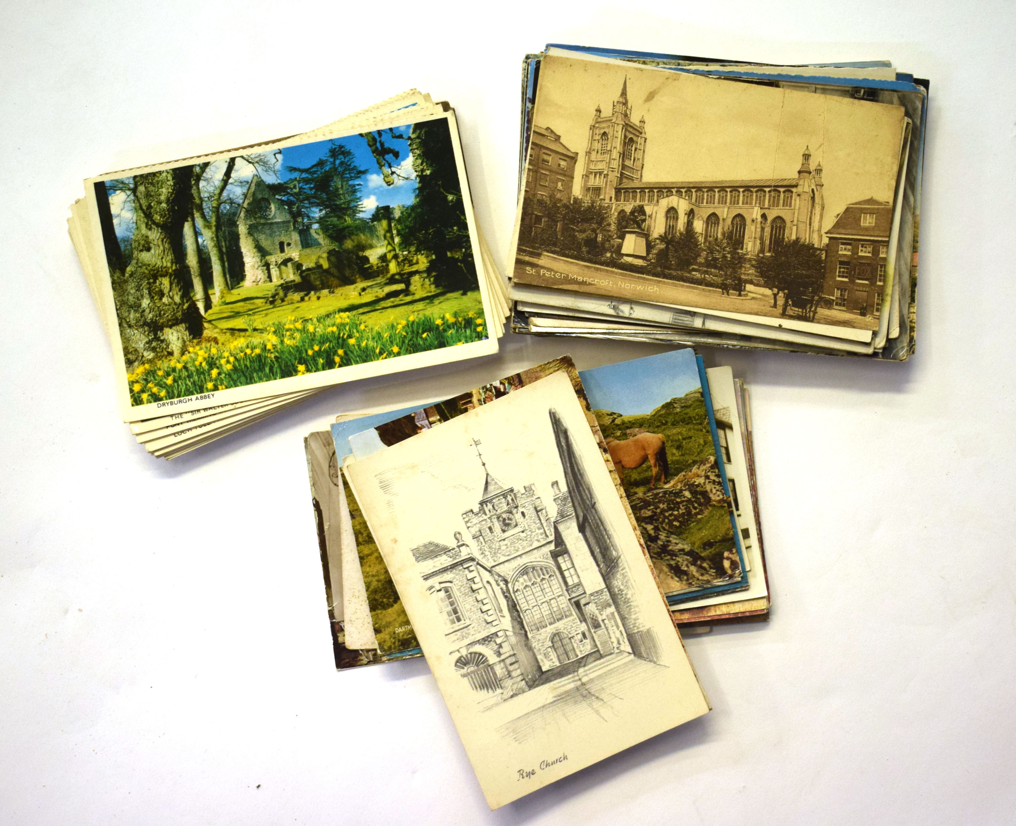 Extensive quantity of postcards mainly topographical, some photographic, others coloured prints (