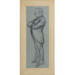 Attributed to Carlo Pellegrini (1839-1889), Portrait of a gent, pencil drawing, 32 x 12cm, mounted