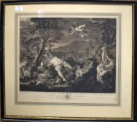 After Luca Giordano (1634-1705), engraved by Richard Earlom, "A Sleeping Bacchus", black and