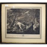 After Luca Giordano (1634-1705), engraved by Richard Earlom, "A Sleeping Bacchus", black and