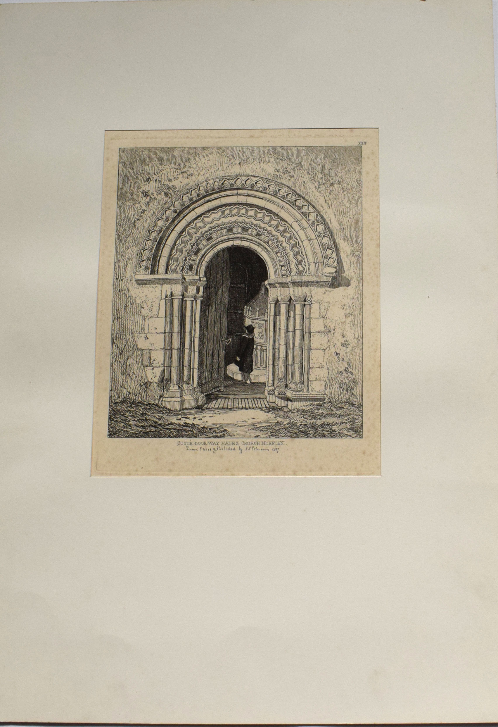 After John Sell Cotman (1782-1842), "North Doorway, Worsted" and "South Doorway, Hales Church, - Image 2 of 2