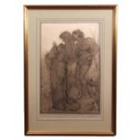 Phillippe Zilcken (1857-1930) , Couple, sepia etching, signed in pencil to lower right margin, 50