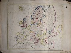 James Wild - hand coloured engraved map of Europe, 35 x 43cm, unframed