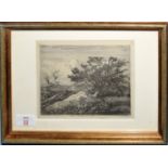 John Crome (1768-1821), "At Bawburgh", black and white etching circa 1812, 14 x 18cm