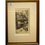 J S C Simpson (20th century), "The Rose and Crown", black and white etching, signed in pencil to